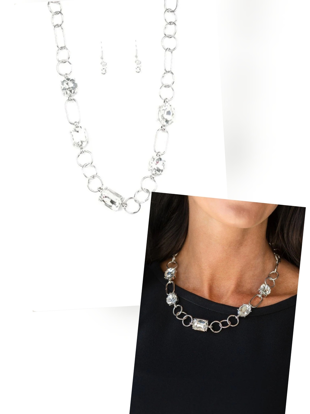 URBAN DISTRICT WHITE NECKLACE/EARRING SET